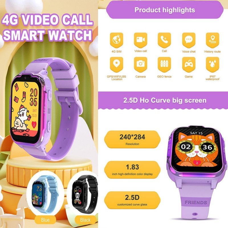 New Arrival 1.83 Inch High Definition Screen DH20 GPS children Smart Watch For Kids 4G Video Call Kids Watch